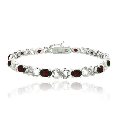 Vivid Austrian Oval Cut Multi-Stoned Infinity Design Silver Plated Bracelet - Multiple Options ITALY Design