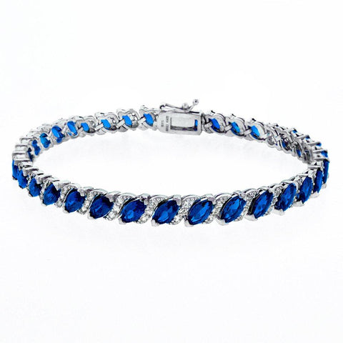 20.00 CT Genuine Sapphire Vine Bracelet Embellished with Swarovski Crystals in 18K White Gold Plated, Bracelet, ALILY , ALILY   jewelryjewelry deals, swarovski crystal jewelry, groupon jewelry,, jewelry for mom, 