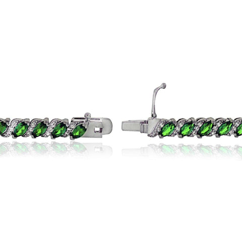 20.00 CT Genuine Emerald Vine Bracelet Embellished with Swarovski Crystals in 18K White Gold Plated, Bracelet, ALILY , ALILY   jewelryjewelry deals, swarovski crystal jewelry, groupon jewelry,, jewelry for mom, 