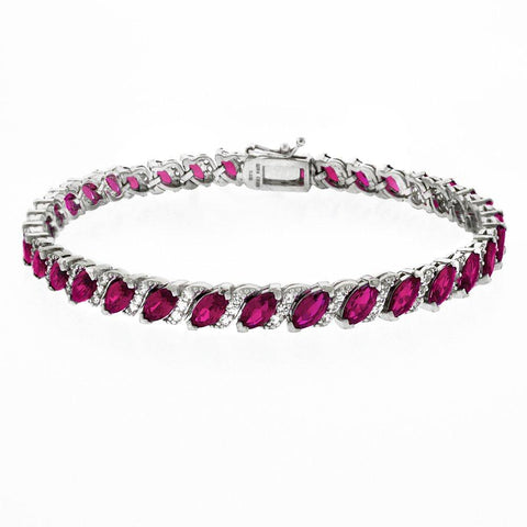 20.00 CT Genuine Pink Topaz Vine Bracelet Embellished with Swarovski Crystals in 18K White Gold Plated, Bracelet, ALILY , ALILY   jewelryjewelry deals, swarovski crystal jewelry, groupon jewelry,, jewelry for mom, 