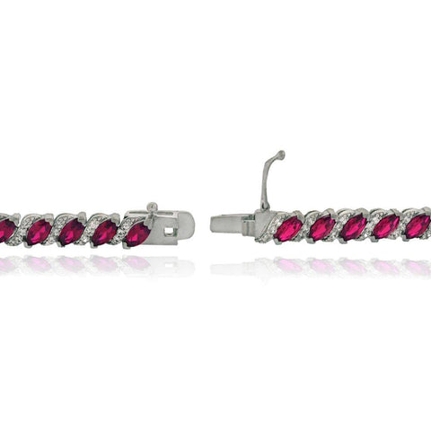 20.00 CT Genuine Pink Topaz Vine Bracelet Embellished with Swarovski Crystals in 18K White Gold Plated, Bracelet, ALILY , ALILY   jewelryjewelry deals, swarovski crystal jewelry, groupon jewelry,, jewelry for mom, 