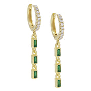 Simulated Gemstone Dangling Pav'e Clip On Earrings in 14K Gold - Four Options ITALY Design  - ALILY