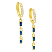 Simulated Gemstone Dangling Pav'e Clip On Earrings in 14K Gold - Four Options ITALY Design  - ALILY