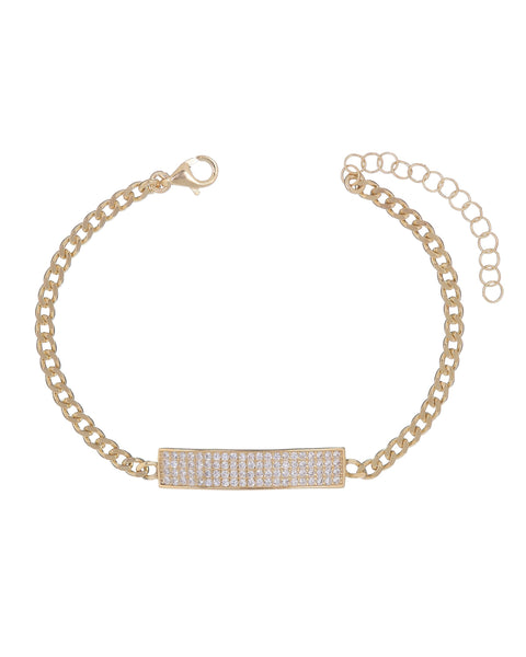 Pave White Topaz Chain Bracelet 7.8" +2" Embellished with  Crystals in 18K Rose Gold Plated