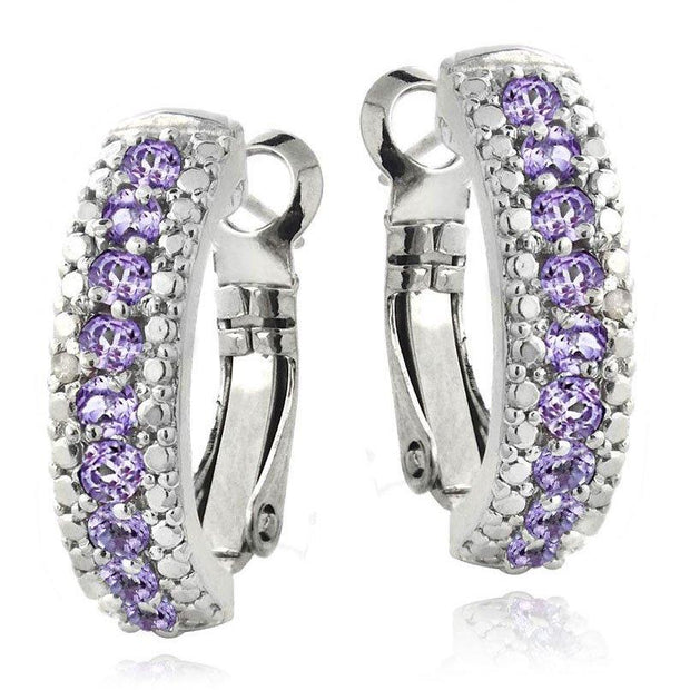 3.00 Ct Genuine Amethyst Leverback Earring Embellished with Swarovski Crystals in 18K White Gold Plated, Earring, ALILY , ALILY   jewelryjewelry deals, swarovski crystal jewelry, groupon jewelry,, jewelry for mom, 