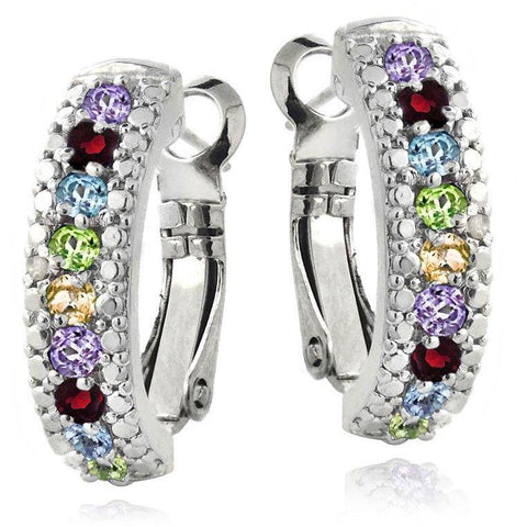 5.55 CTTW Gemstone Lining Earrings in 18K White Gold- Five Options, , ALILY , ALILY   jewelryjewelry deals, swarovski crystal jewelry, groupon jewelry,, jewelry for mom, 