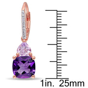 2.00 CT Pink Topaz Cushion Round Stud Earring in 18K White Gold Plated
