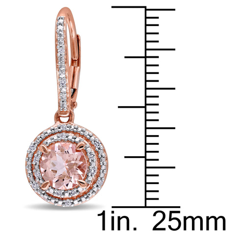 6.13 CTTW Morganite Gemstone Dangling Earrings in 14K Rose Gold, , ALILY , ALILY   jewelryjewelry deals, swarovski crystal jewelry, groupon jewelry,, jewelry for mom, 