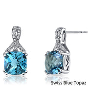 5.55 CTTW Asscher Cut Gemstone Pav'e Half-Infinity Stud Earrings in 18K White Gold Plating, , ALILY , ALILY   jewelryjewelry deals, swarovski crystal jewelry, groupon jewelry,, jewelry for mom, 