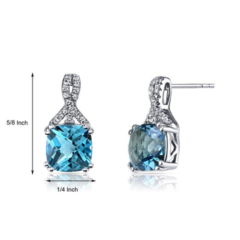 2.00 CT Aquamarine Cushion Round Stud Earringin 18K White Gold Plated, Earring, ALILY , ALILY   jewelryjewelry deals, swarovski crystal jewelry, groupon jewelry,, jewelry for mom, 