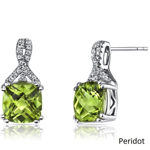 2.00 CT Cushion Cut Peridot Stud Earring in 18K White Gold Plated, Earring, ALILY , ALILY   jewelryjewelry deals, swarovski crystal jewelry, groupon jewelry,, jewelry for mom, 