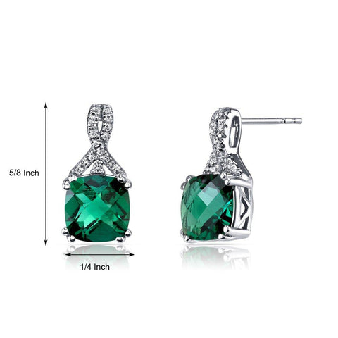 2.00 CT Cushion Cut Emerald Stud Earring in 18K White Gold Plated, Earring, ALILY , ALILY   jewelryjewelry deals, swarovski crystal jewelry, groupon jewelry,, jewelry for mom, 