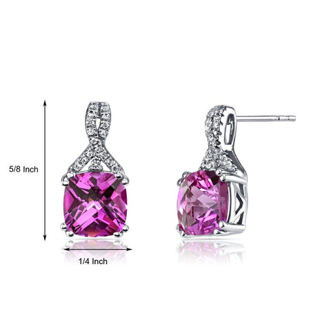 2.00 CT Cushion Cut Pink Tourmaline Stud Earring in 18K White Gold Plated, Earring, ALILY , ALILY   jewelryjewelry deals, swarovski crystal jewelry, groupon jewelry,, jewelry for mom, 