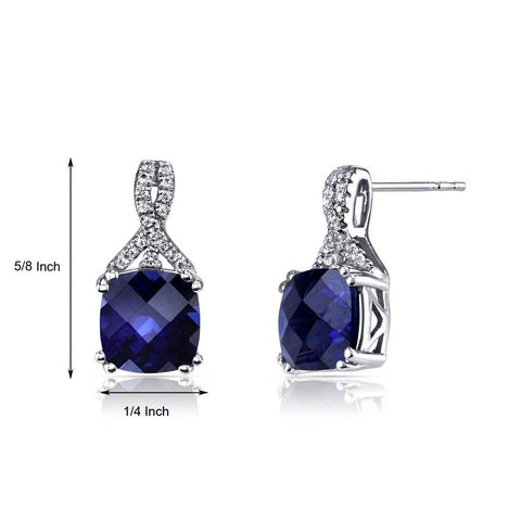 2.00 CT Cushion Cut Sapphire Stud Earring in 18K White Gold Plated, Earring, ALILY , ALILY   jewelryjewelry deals, swarovski crystal jewelry, groupon jewelry,, jewelry for mom, 