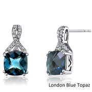 2.00 CT Cushion Cut London Blue Topaz Stud Earring in 18K White Gold Plated, Earring, ALILY , ALILY   jewelryjewelry deals, swarovski crystal jewelry, groupon jewelry,, jewelry for mom, 