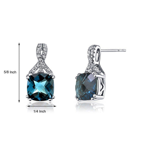 2.00 CT Cushion Cut London Blue Topaz Stud Earring in 18K White Gold Plated, Earring, ALILY , ALILY   jewelryjewelry deals, swarovski crystal jewelry, groupon jewelry,, jewelry for mom, 