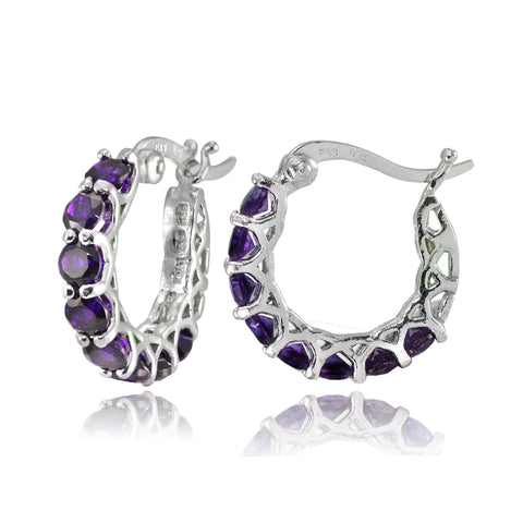 4.00 CT Amethyst Gemstone 1" French Lock Hoop Earringin 18K White Gold Plated, Earring, ALILY , ALILY   jewelryjewelry deals, swarovski crystal jewelry, groupon jewelry,, jewelry for mom, 