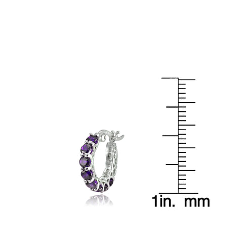 4.00 CT Amethyst Gemstone 1" French Lock Hoop Earringin 18K White Gold Plated, Earring, ALILY , ALILY   jewelryjewelry deals, swarovski crystal jewelry, groupon jewelry,, jewelry for mom, 