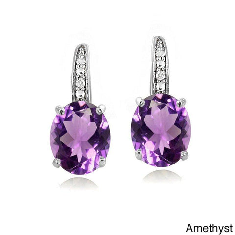 1.50 Ct Oval Cut Amethyst with Pave crystals Stud Earringin 18K White Gold Plated, Earring, ALILY , ALILY   jewelryjewelry deals, swarovski crystal jewelry, groupon jewelry,, jewelry for mom, 