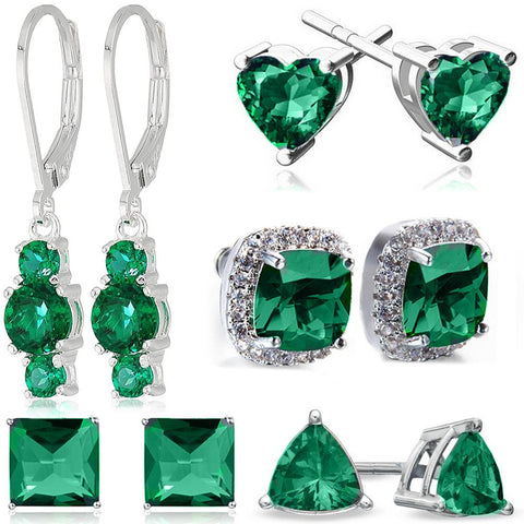 5 Piece Assorted Earring Set made With  Crystals with Luxe Box - Emerald ITALY Design