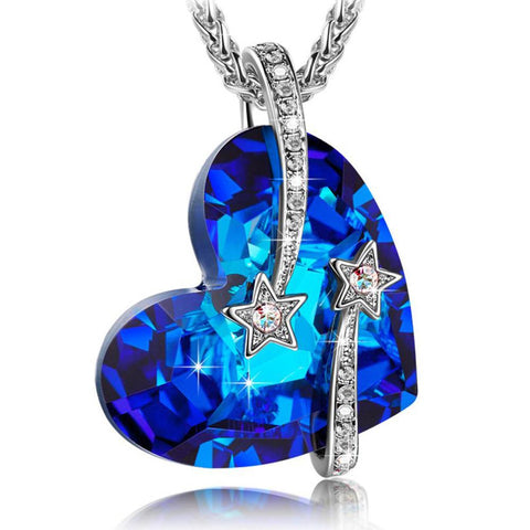 Crystals Bermuda Blue Venus Shooting Stars  Necklace