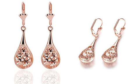 18K Rose-Gold Plated Bohemian Laser Cut Drop Earrings, Earring, ALILY , ALILY   jewelryjewelry deals, swarovski crystal jewelry, groupon jewelry,, jewelry for mom, 