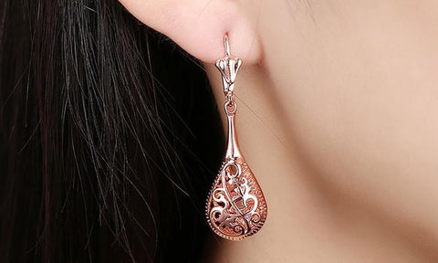 18K Rose-Gold Plated Bohemian Laser Cut Drop Earrings, Earring, ALILY , ALILY   jewelryjewelry deals, swarovski crystal jewelry, groupon jewelry,, jewelry for mom, 
