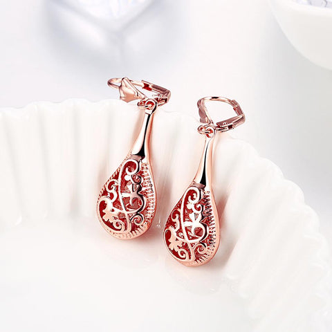 18K Rose-Gold Plated Bohemian Laser Cut Drop Earrings, Earring, ALILY , ALILY   jewelryjewelry deals, swarovski crystal jewelry, groupon jewelry,, jewelry for mom, 