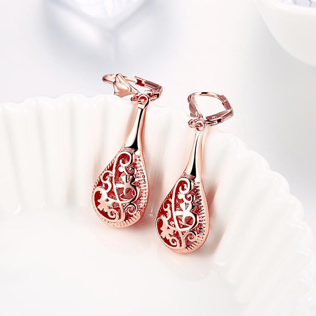 18K Rose-Gold Plated Bohemian Laser Cut Drop Earrings, Earring, ALILY , ALILY   jewelryjewelry deals, swarovski crystal jewelry, groupon jewelry,, jewelry for mom, 