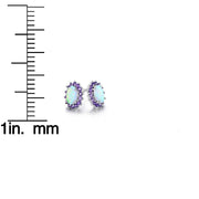 0.25 CTTW White Fire Opal and Amethyst Stud Earrings in 18K White Gold