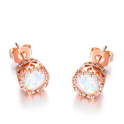 Fire Opal Crown Stud Earrings in 18K Rose Gold Plating, Earring, ALILY , ALILY   jewelryjewelry deals, swarovski crystal jewelry, groupon jewelry,, jewelry for mom, 