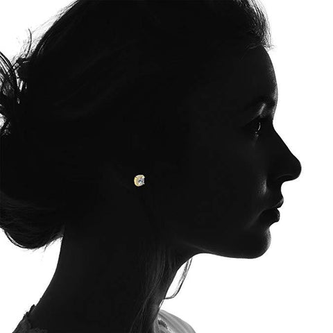 Princess Cut Halo Stud Earrings in 14K White Gold Plating Made with Austrian Crystals ITALY Design  - ALILY