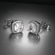 White Halo Stud Earrings in Silver Plating - 2 Options ITALY Design