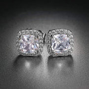 Halo Stud Earring with Adjustable Tennis Bracelet made With Austrian Crystals with Luxe Box - 18K White Gold ITALY Design