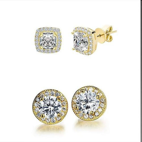 2 Pairs: Swarovski Elements Halo 18k Gold Plated Studs - 3 Finishes, , ALILY , ALILY   jewelryjewelry deals, swarovski crystal jewelry, groupon jewelry,, jewelry for mom, 