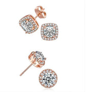 2 Pairs: Swarovski Elements Halo 18k Gold Plated Studs - 3 Finishes, , ALILY , ALILY   jewelryjewelry deals, swarovski crystal jewelry, groupon jewelry,, jewelry for mom, 
