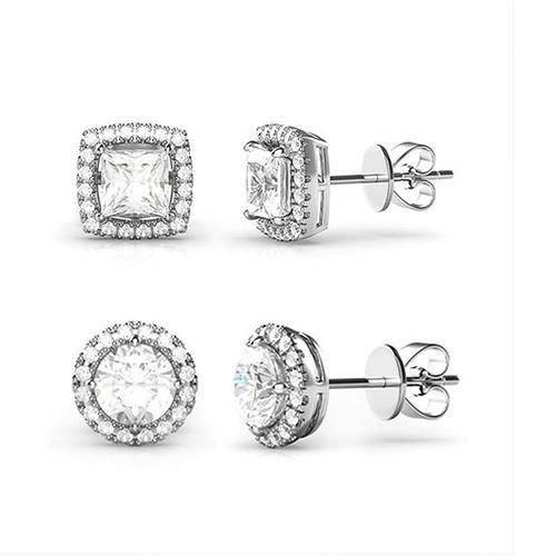 2 Pairs: Swarovski Elements Halo 18k Gold Plated Studs - 3 Finishes, , ALILY , ALILY   jewelryjewelry deals, swarovski crystal jewelry, groupon jewelry,, jewelry for mom, 
