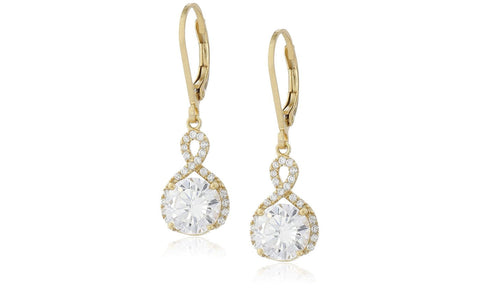 Infinity Crystal Drop Earrings Made with Swarovski Crystal in White Gold, Yellow Gold, and Rose Gold - ALILY  www..com fashion jewelry for women