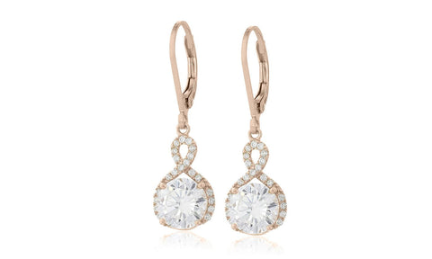Infinity Crystal Drop Earrings Made with Swarovski Crystal in White Gold, Yellow Gold, and Rose Gold - ALILY  www..com fashion jewelry for women