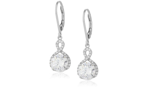 Infinity Crystal Drop Earrings Made with Swarovski Crystal in White Gold, Yellow Gold, and Rose Gold - ALILY  www..com fashion jewelry for women
