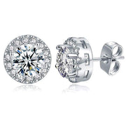 White Halo Stud Earrings in Silver Plating - 2 Options ITALY Design