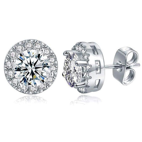 White Halo Stud Earrings in Silver Plating - 2 Options ITALY Design