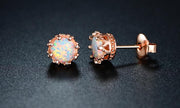 Fire Opal Crown Stud Earrings in 18K Rose Gold Plating, Earring, ALILY , ALILY   jewelryjewelry deals, swarovski crystal jewelry, groupon jewelry,, jewelry for mom, 