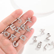 Austrian Crystals Pave Letter Stud Monogram Initial Earrings in 18K White Gold Filled ITALY Design  - ALILY
