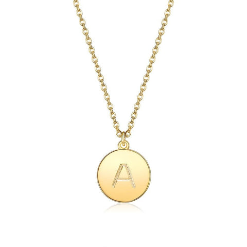 Smooth Disc Initial Necklace in 18K Gold Filled - 26 Letters Available ITALY Design  - ALILY