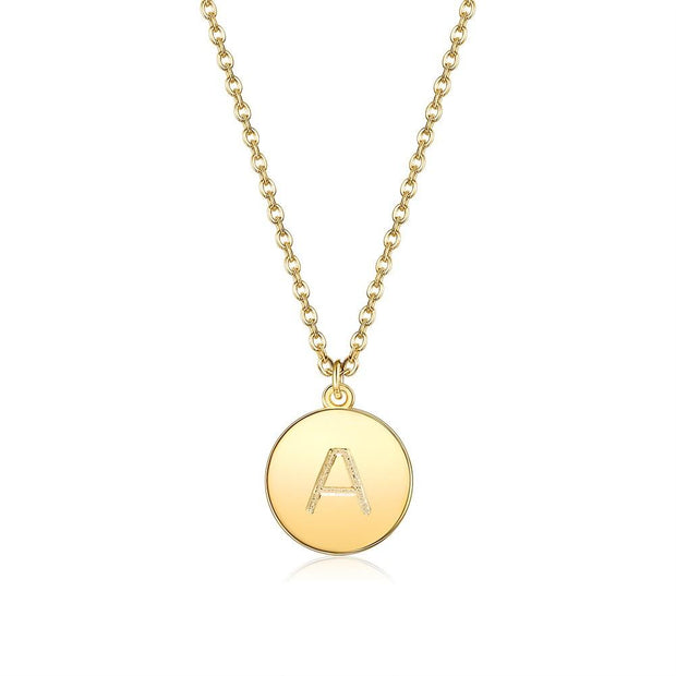Smooth Disc Initial Necklace in 18K Gold Filled - 26 Letters Available ITALY Design  - ALILY