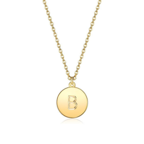 Smooth Disc Initial Necklace in 18K Gold Filled - 26 Letters Available ITALY Design  - ALILY