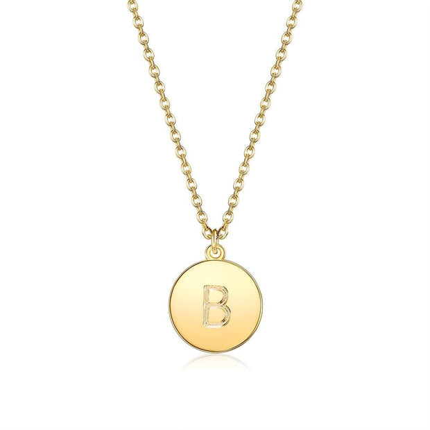 Smooth Disc Initial Necklace in 18K Gold Filled - 26 Letters Available ITALY Design  - ALILY