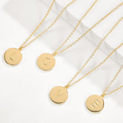 Smooth Disc Initial Necklace in 18K Gold Filled - 26 Letters Available ITALY Design  - ALILY