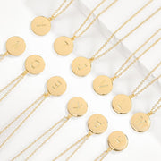 Smooth Disc Initial Necklace in 18K Gold Filled - 26 Letters Available ITALY Design  - ALILY